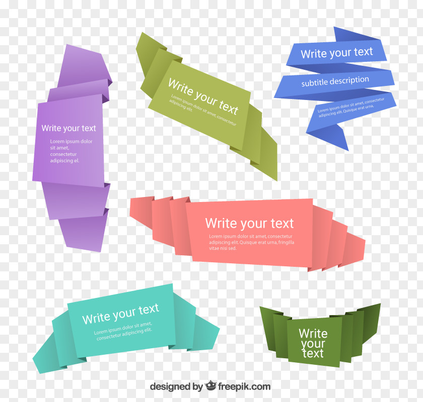 Color Origami Banner Vector PNG