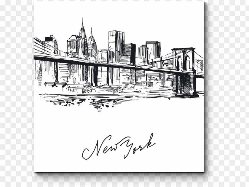 New York City Silhouette Drawing Vector Graphics Skyline Illustration PNG