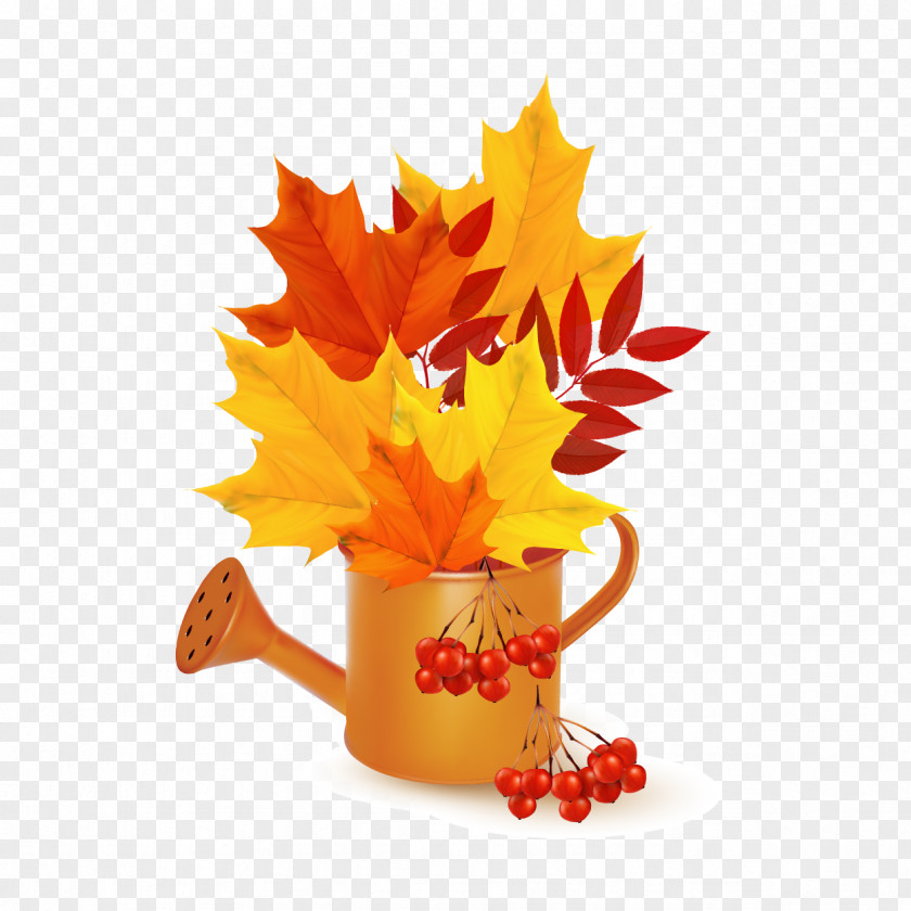 Vector Pouring Kettle Maple Leaf Autumn PNG