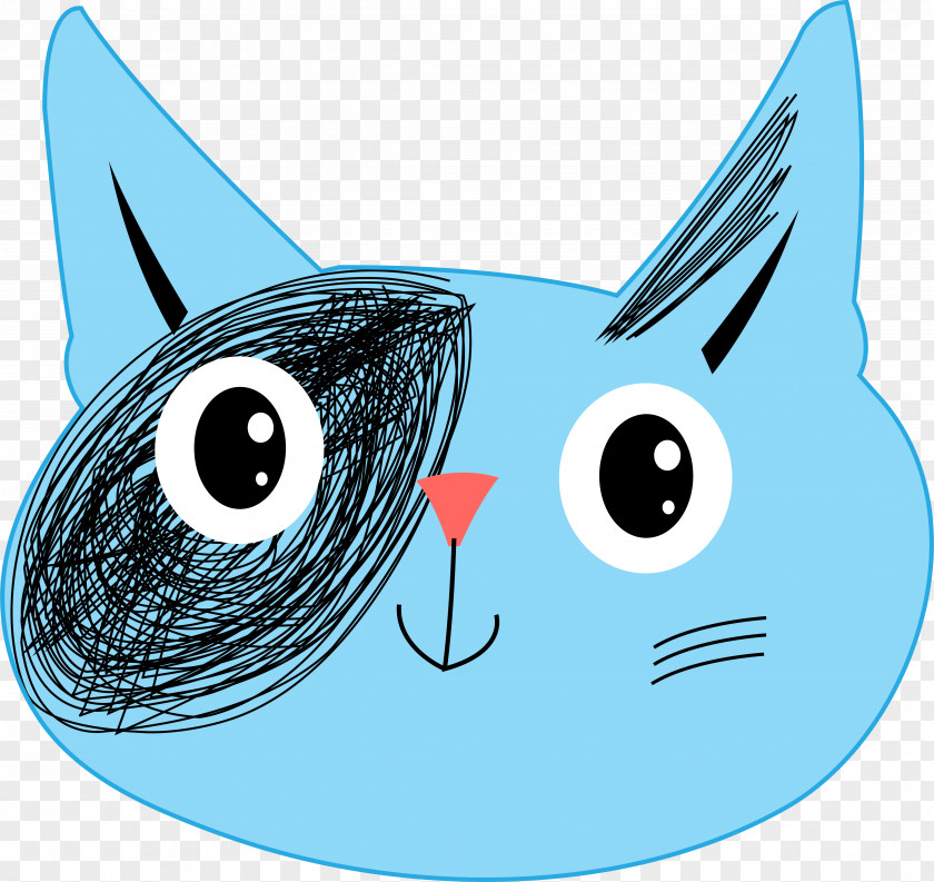 Blue Cute Cat Kitten Clip Art PNG