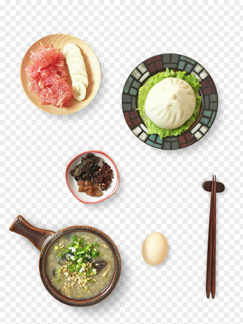 Breakfast Picture Material Baozi Congee Chinese Cuisine Omelette PNG