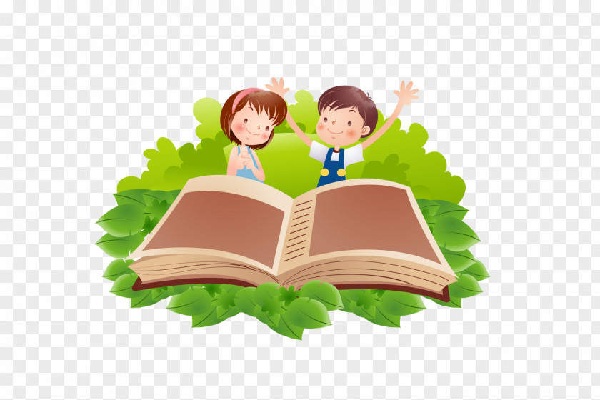 School Children Reading Book Clip Art PNG