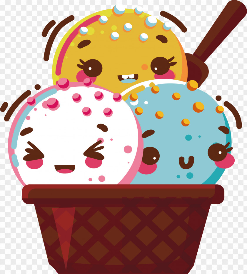 Cartoon Ice Cream Ball Cone PNG