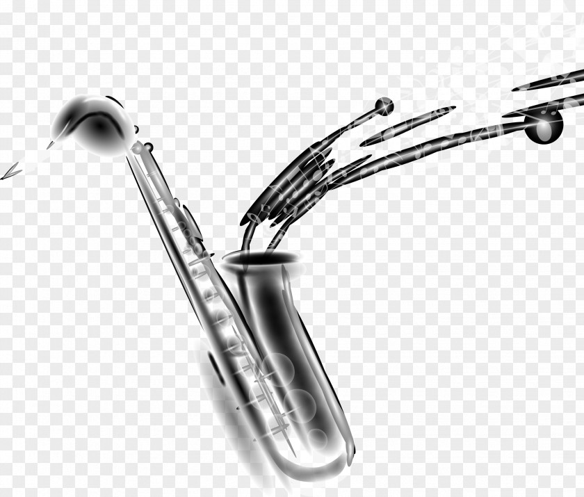 Black And White Saxophone Vector Euclidean Abstraction PNG