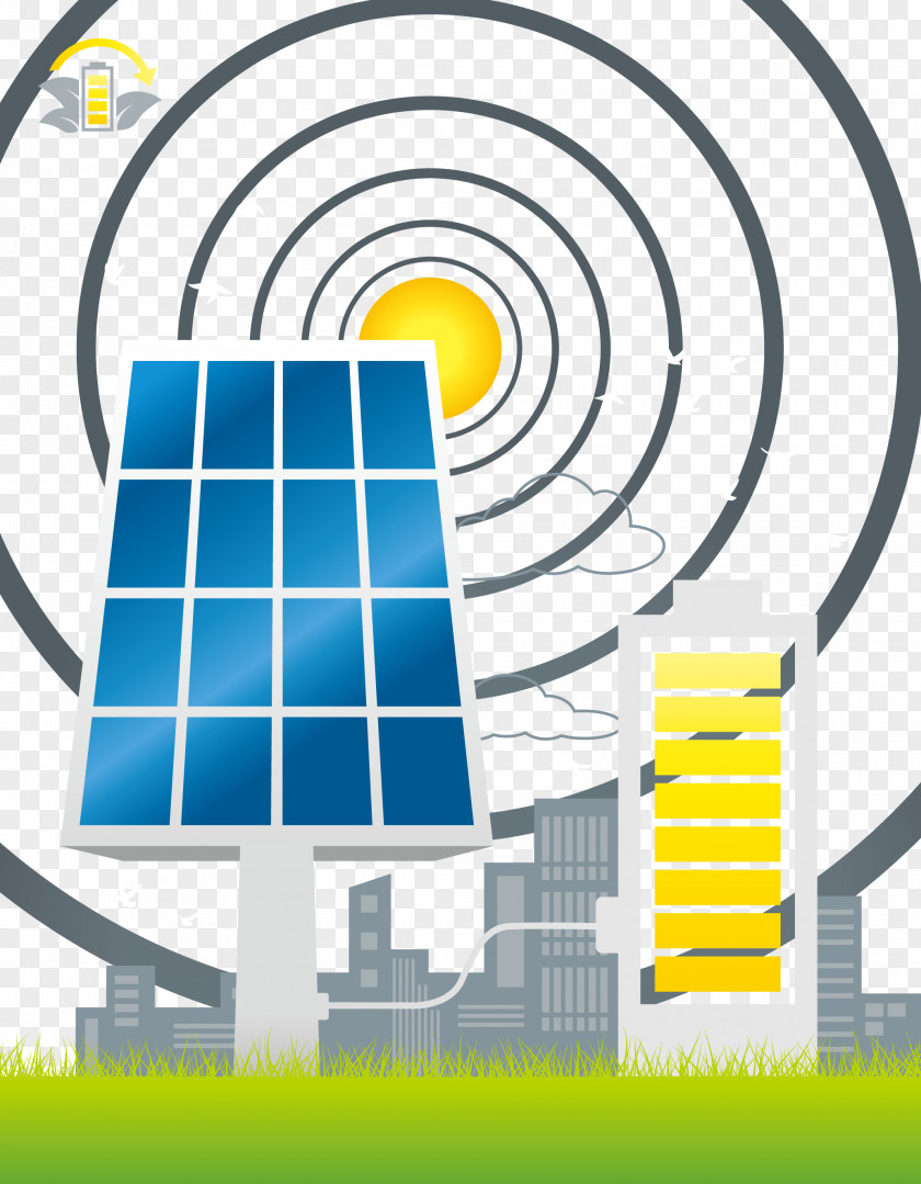 City Solar Energy Graphic Design PNG