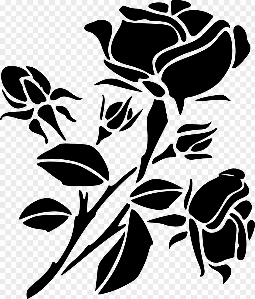 Rose Outline Stencil Drawing Art PNG
