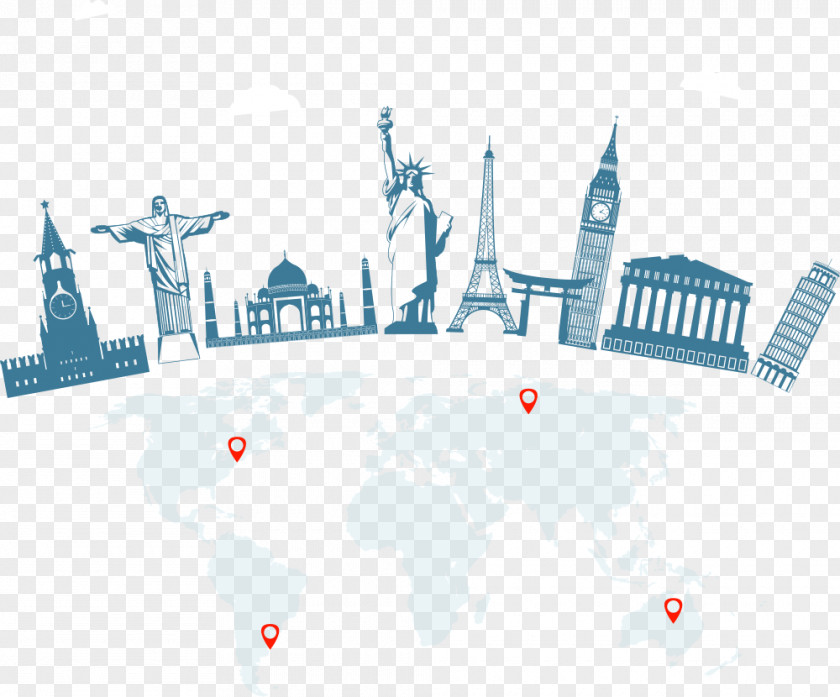 Vector World Global Travel Tourism Landmark Illustration PNG