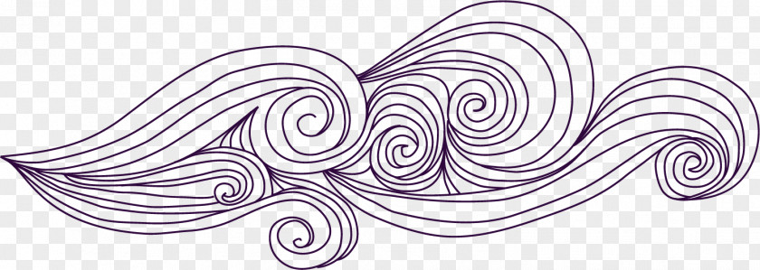 Simple Purple Circle Line Art Motif PNG