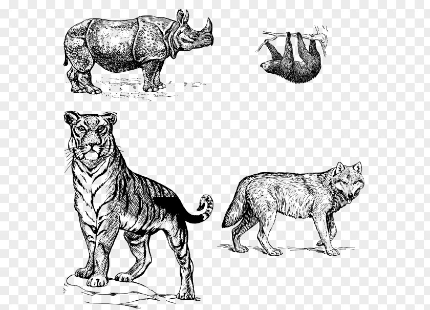 Animals Watercolor Black Rhinoceros White Clip Art PNG