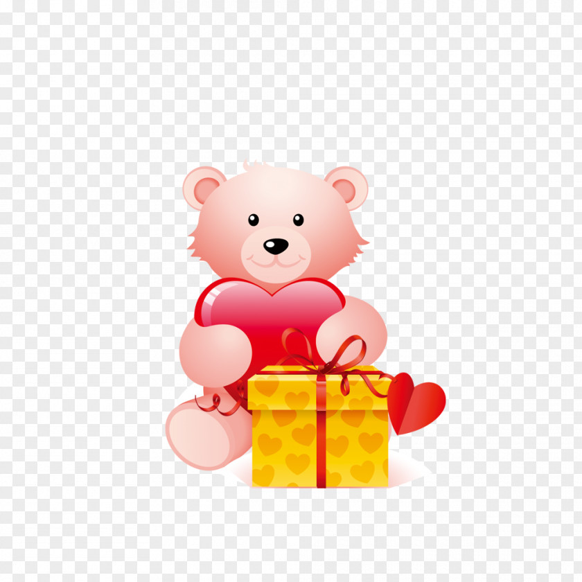 Bear Valentines Day Heart Cartoon PNG