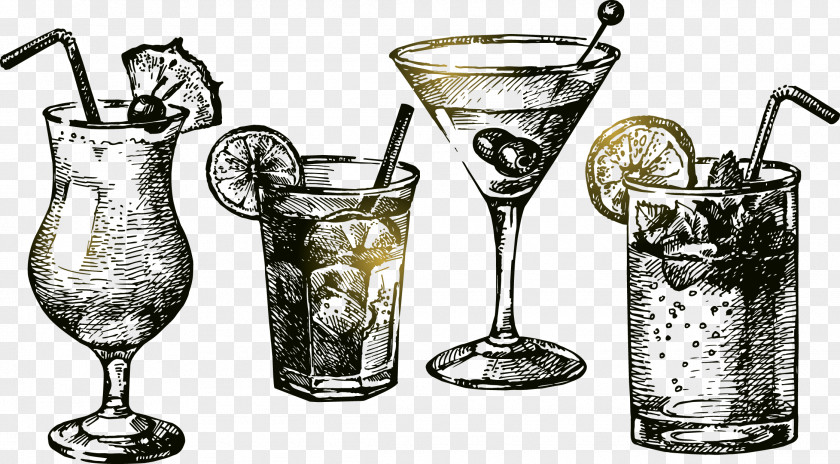 Hand-painted Cocktail Martini Cosmopolitan Drawing PNG