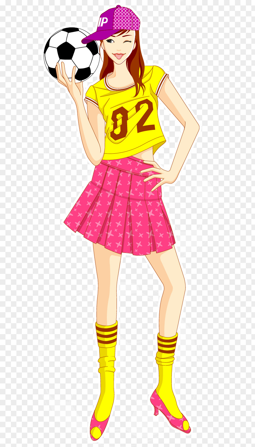 Girl Child Drawing Cuteness PNG Cuteness, Holding football girl material clipart PNG