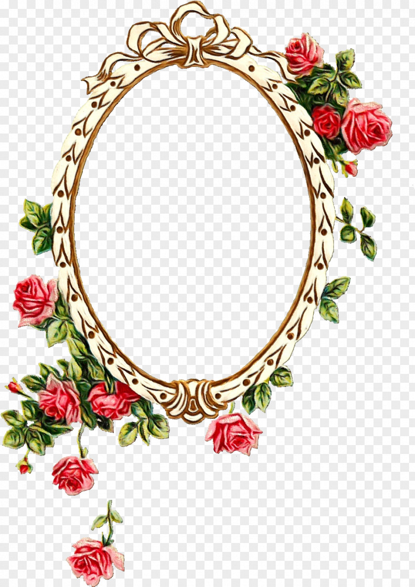 Mirror Holly Floral Design Frame PNG