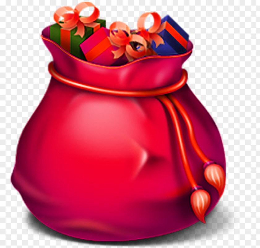 Red Gift Bag Trash Recycling Waste Container Icon PNG