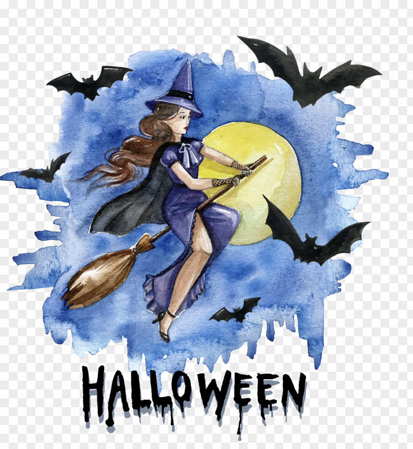 Vector Drawing Witch Halloween Watercolor Painting Boszorkxe1ny Witchcraft PNG