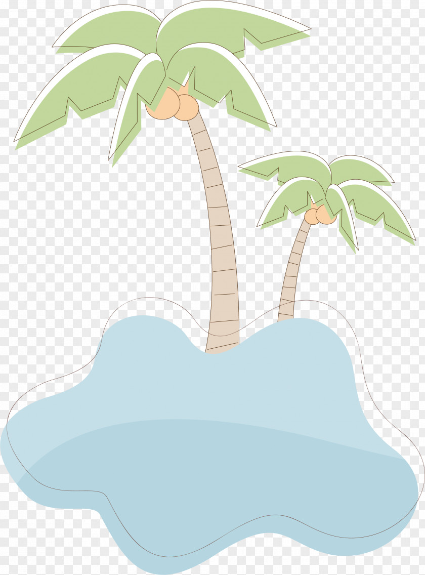Coconut Tree Hand Painted Material Drawing PNG