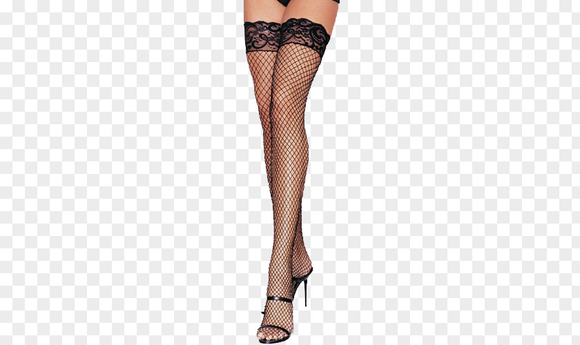Lace Black Fishing Nets High Heels Stocking Hold-ups Knee Highs Tights Sock PNG