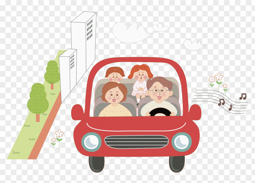 Man Driving Cartoon Illustration PNG