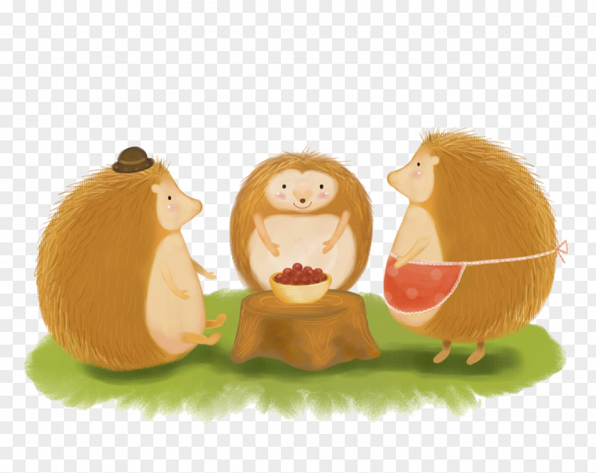 Three Hedgehogs Amur Hedgehog Watercolor Painting Illustration PNG