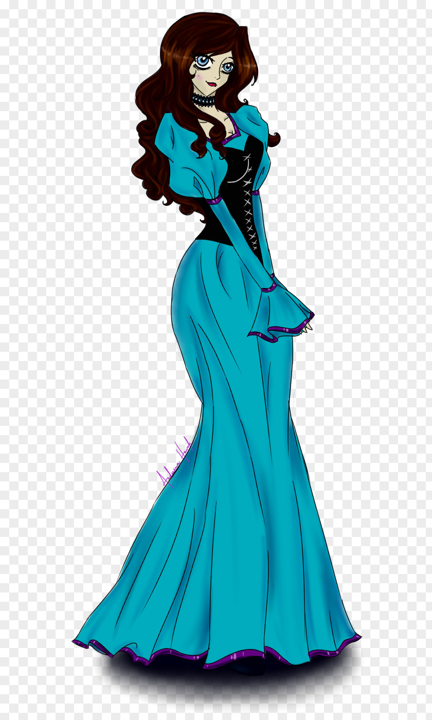 Maiden Dress Electric Blue Teal Turquoise Costume PNG