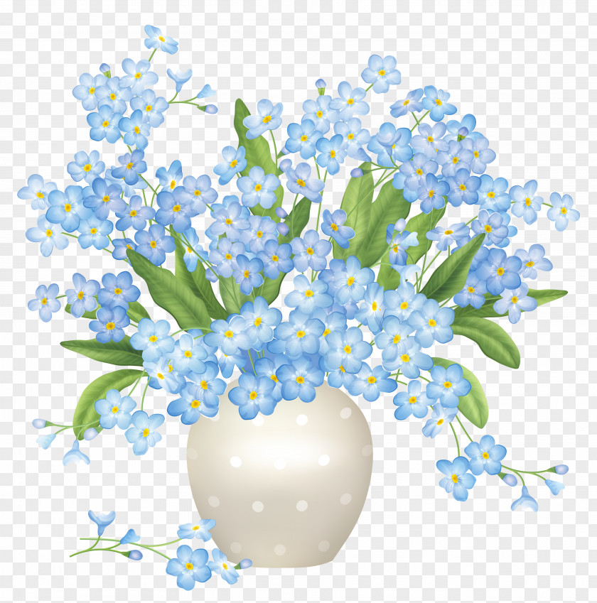 Blue Flower Bouquet Vase Floral Design Clip Art PNG