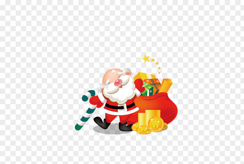 Gold Santa Claus Christmas Gift Icon PNG