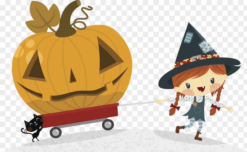 Halloween Witch Pumpkin Head Trick-or-treating Cartoon Illustration PNG