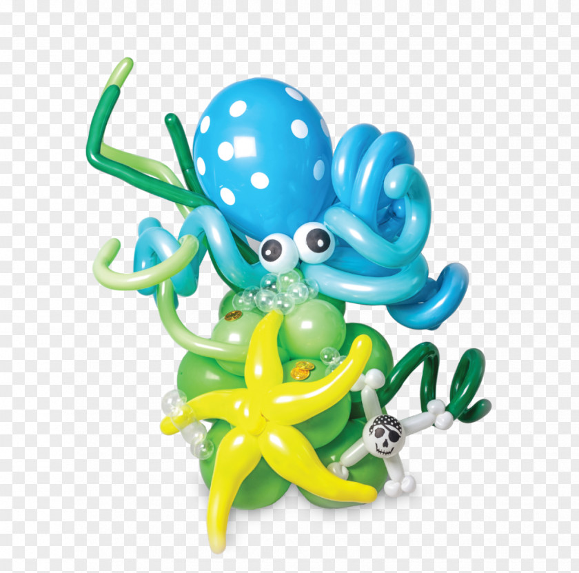 Baby Stork Candles Octopus Figurine Balloon Turquoise Body Jewellery PNG