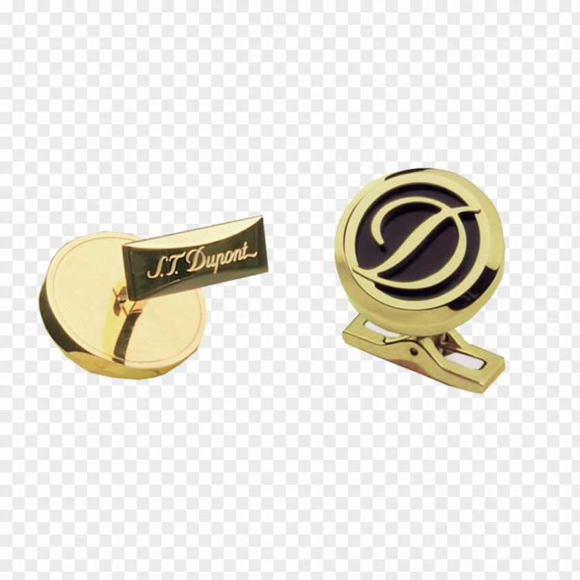 Gold Cufflink Earring S. T. Dupont Stainless Steel PNG