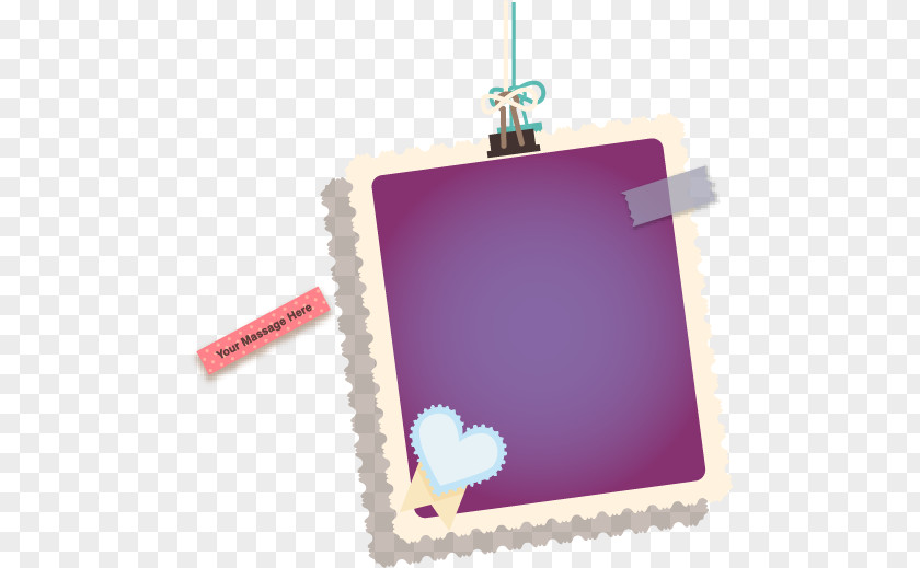 Hand-painted Purple Heart-shaped Photo-meter Edge Picture Frame Adobe Illustrator Film PNG
