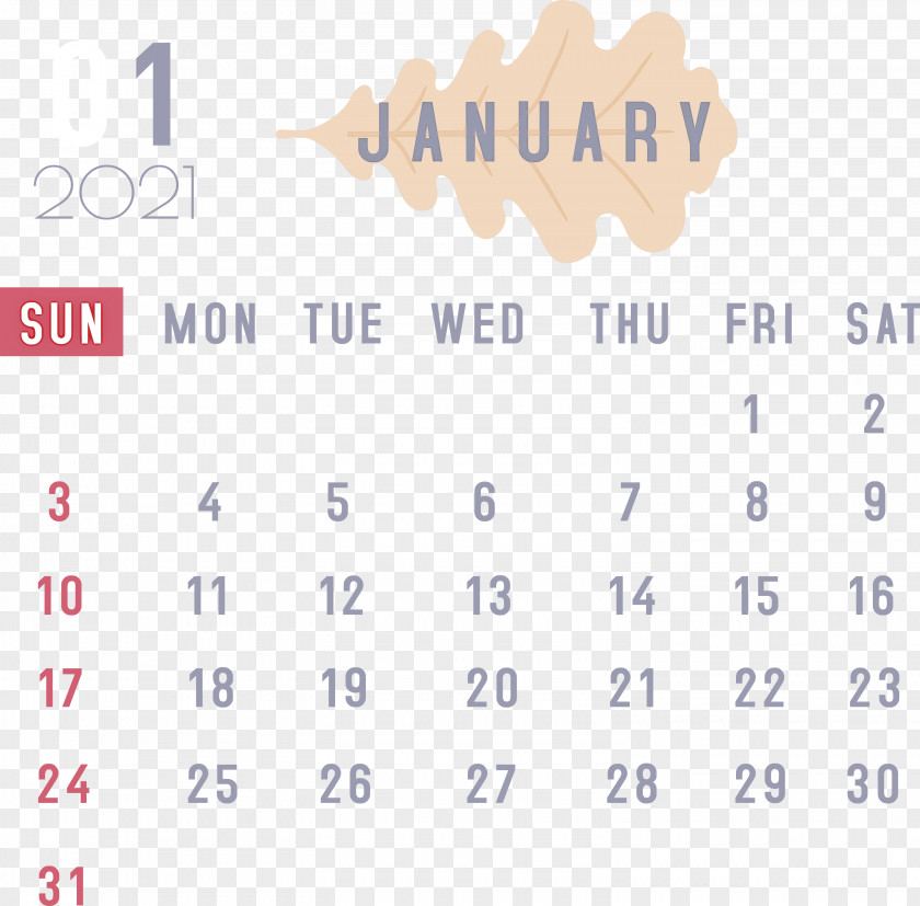 January 2021 Printable Calendar PNG