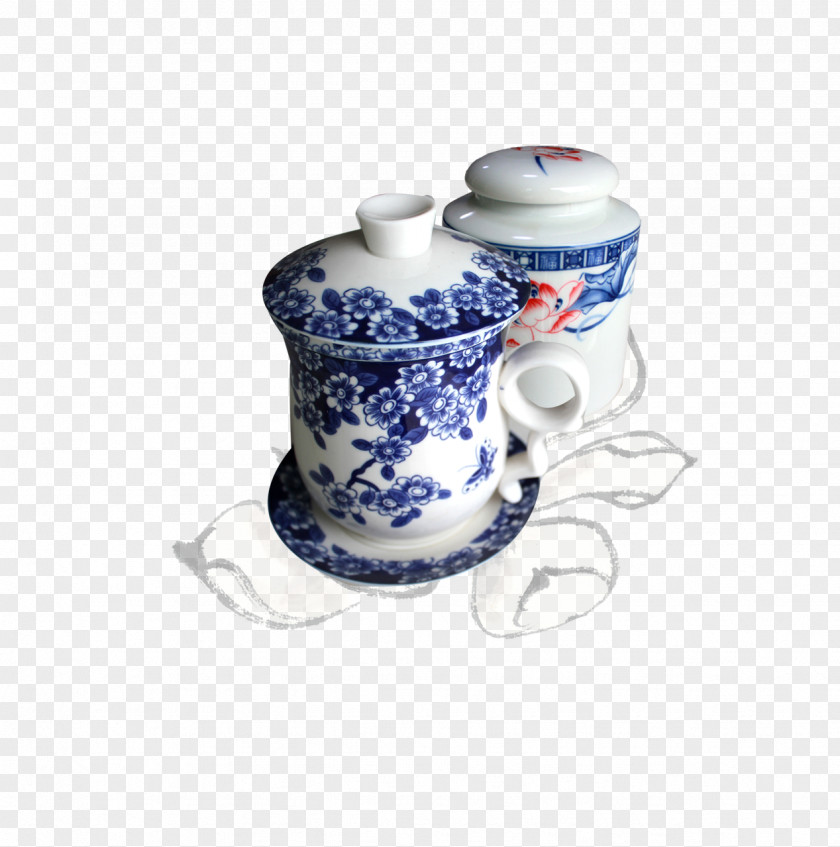 Tea Cup Blue And White Pottery Coffee Ceramic PNG