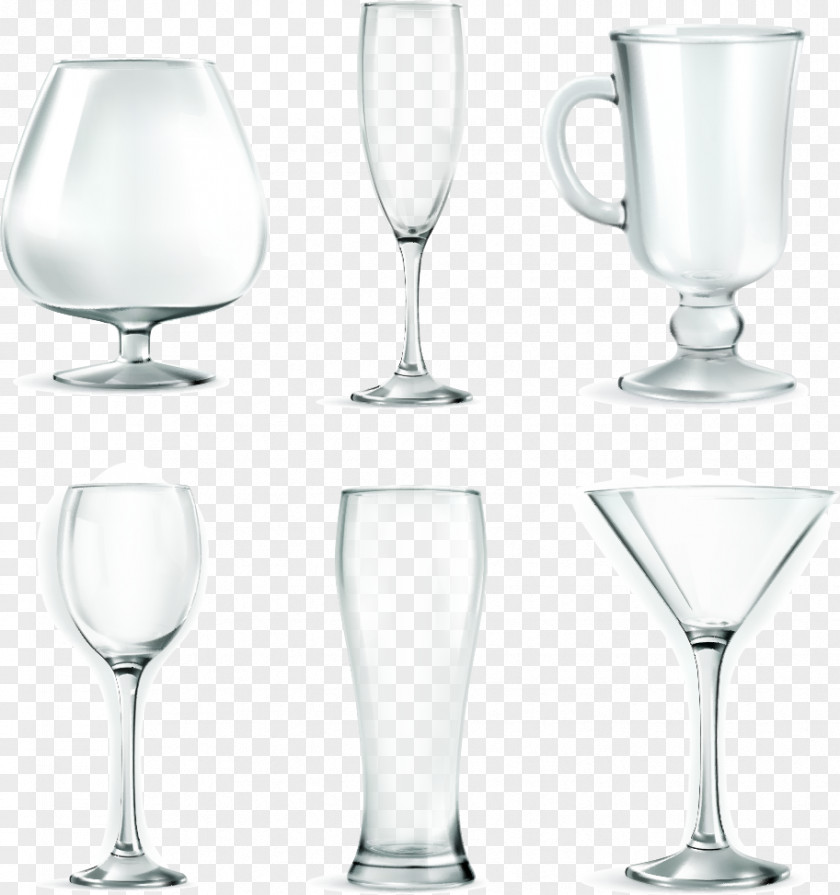 White Transparent Glass Wine Martini Champagne Beer Glasses PNG