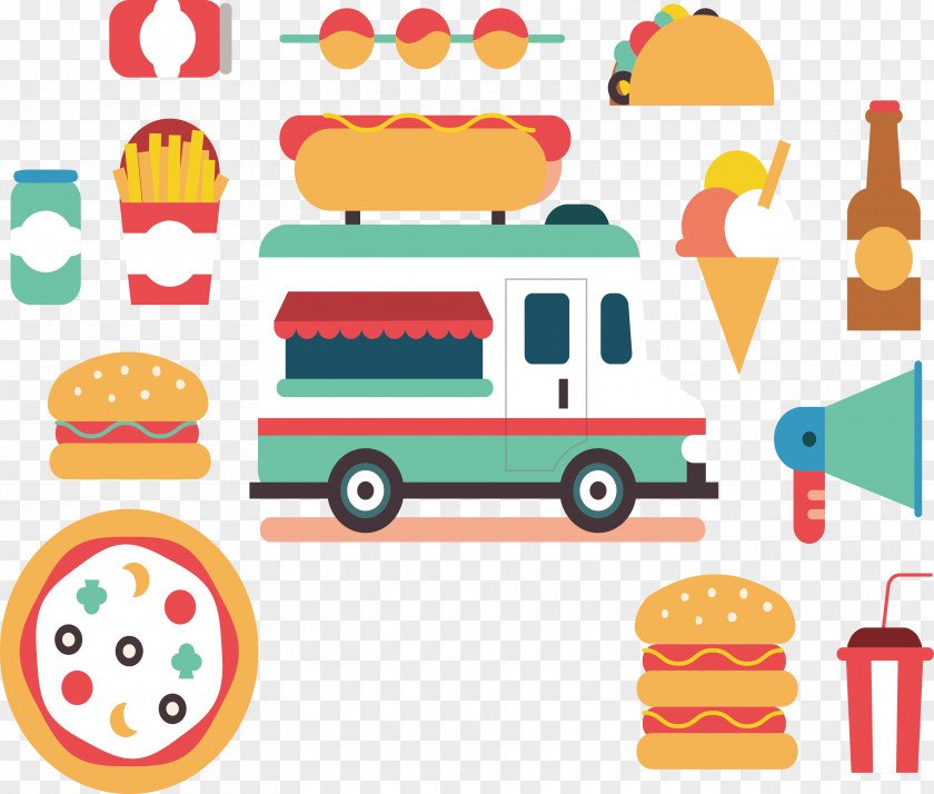 Fast Food Car Hot Dog Doughnut Truck PNG