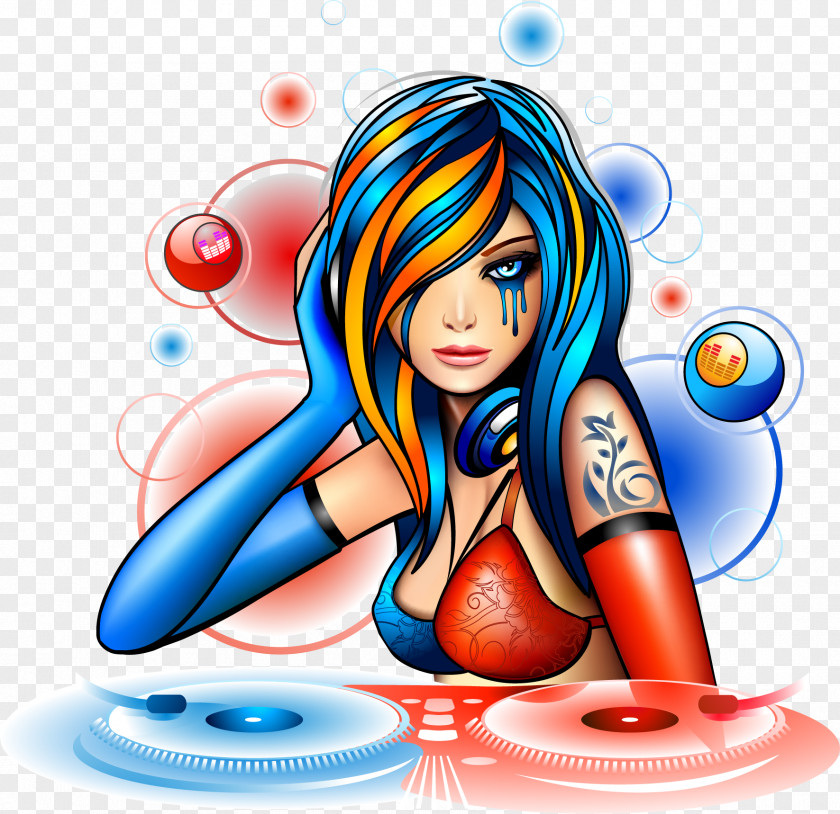 T-shirt Music Boombox Radio Families PNG , beautiful hand-painted DJ, DJ woman illustration clipart PNG