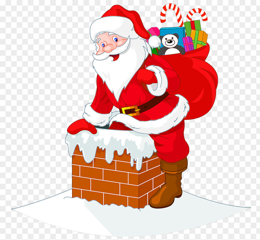 Transparent Santawith Chimney Cipart Santa Claus's Reindeer Christmas Clip Art PNG