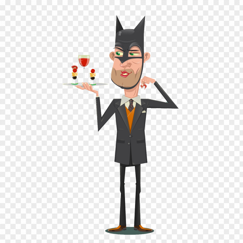 Batman Waiter Cartoon Character Figurine Fiction Illustration PNG