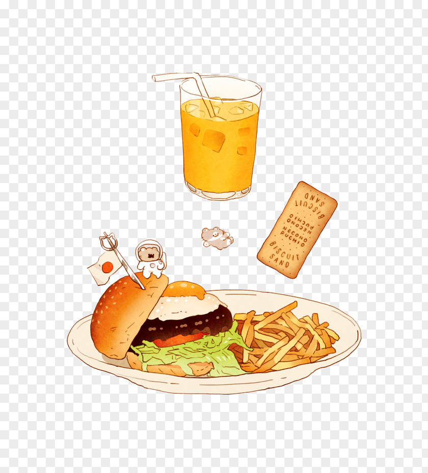 Burger & Drink Hamburger Toast French Fries Junk Food Chicken Sandwich PNG