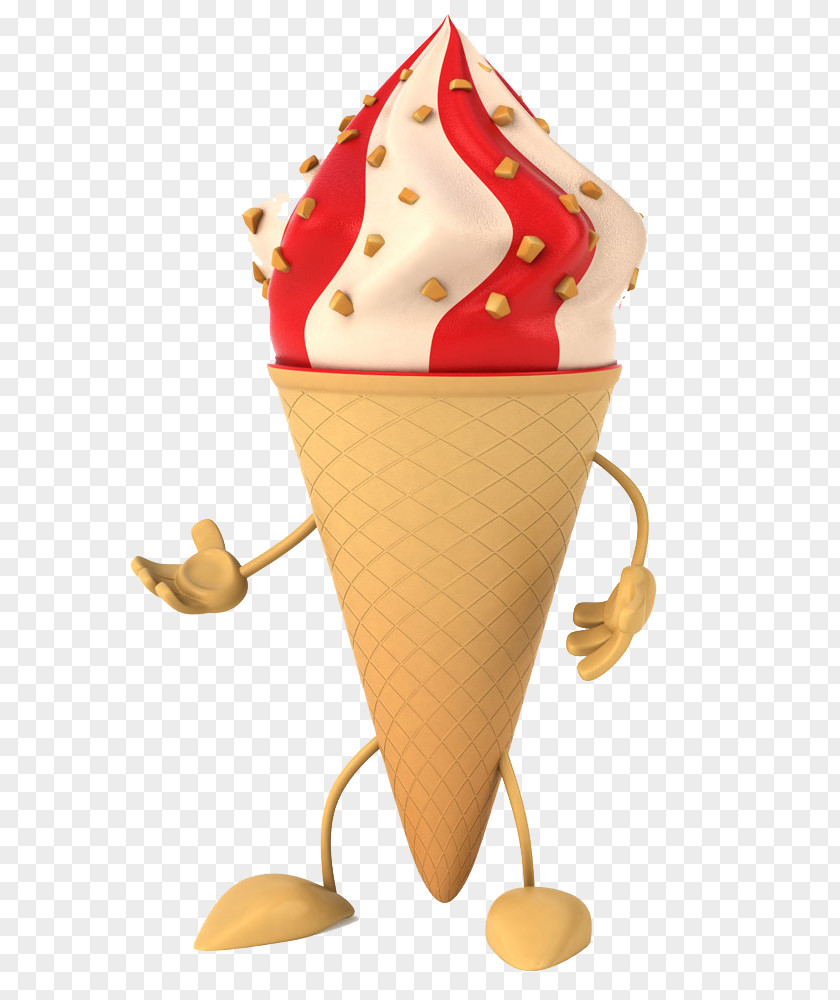 Gourmet Ice Cream Strawberry Milk Taste Free Buckle Material Cone PNG