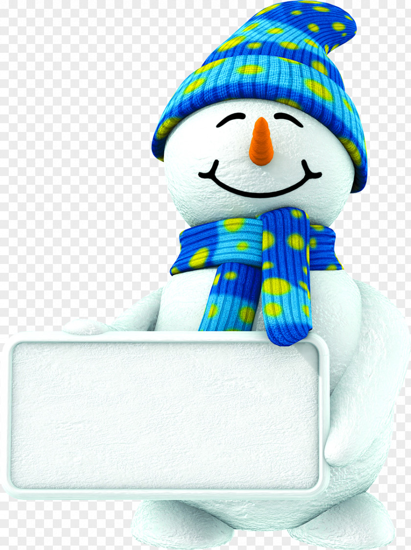 Free Winter Cute Blue Snowman Pull Material Christmas Party Standee Stock Photography PNG