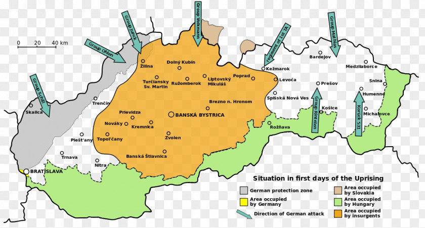 Map Slovak National Uprising Czechoslovakia Eastern Front PNG