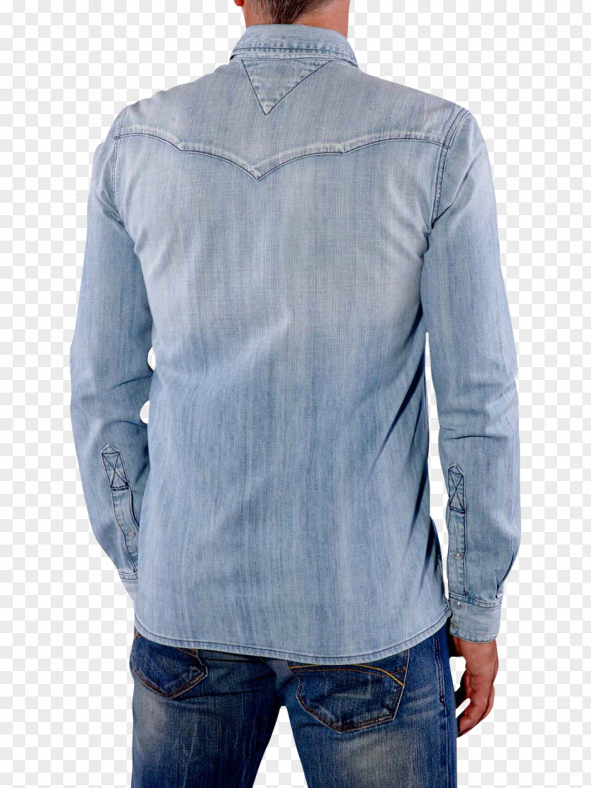 T-shirt Long-sleeved Denim Neck PNG