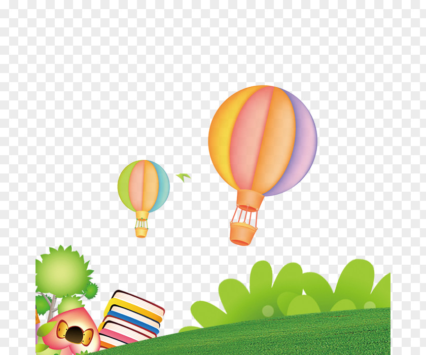 Hand Painted Flattened Hot Air Balloon Material Drawing Illustration PNG