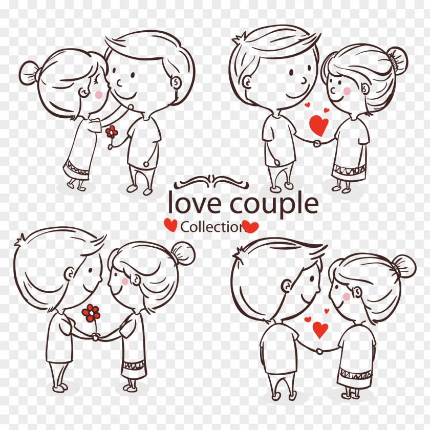 Hand Drawn Young Couple In A Romantic Moment T-shirt Drawing PNG