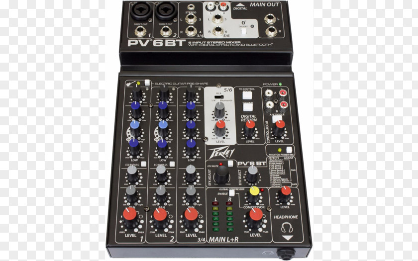 Mixing Console Microphone Peavey PV 6 BT Audio Mixers Electronics PNG