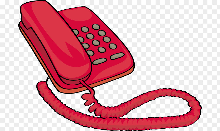 Vector Vintage Red Phone Telephone Clip Art PNG