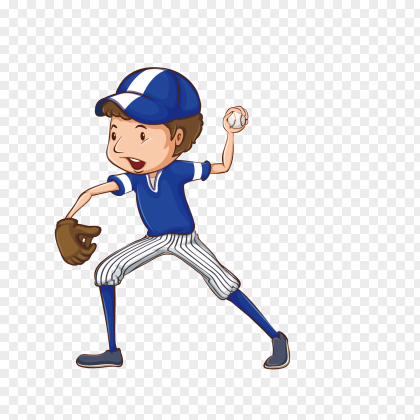 Vector Cartoon Boy Baseball Player Drawing Clip Art PNG