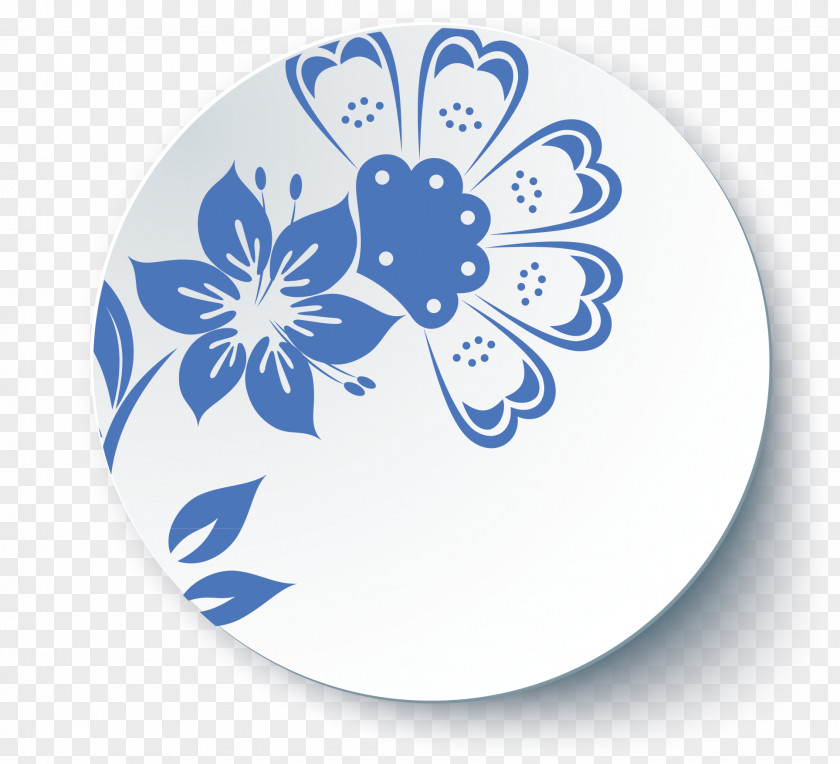 Ceramic Design Disc Base Decoration Blue And White Pottery Download PNG