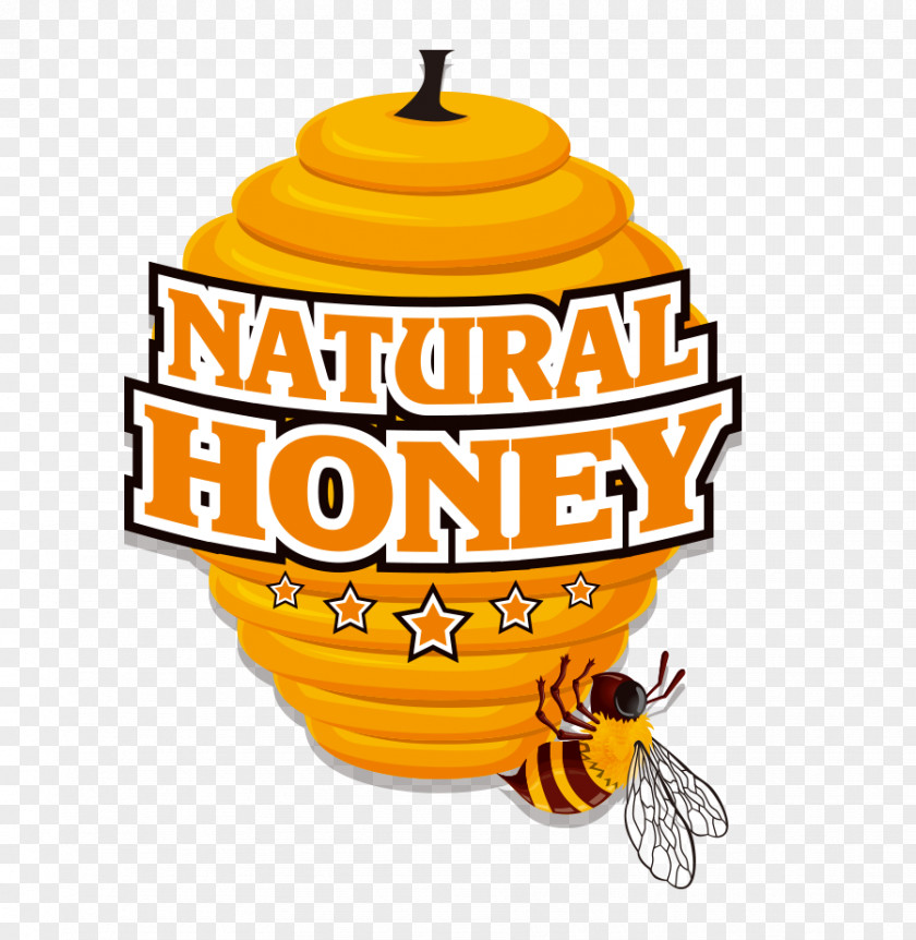 Vector Bee Yellow Honeycomb Seal Sticker Label Euclidean PNG