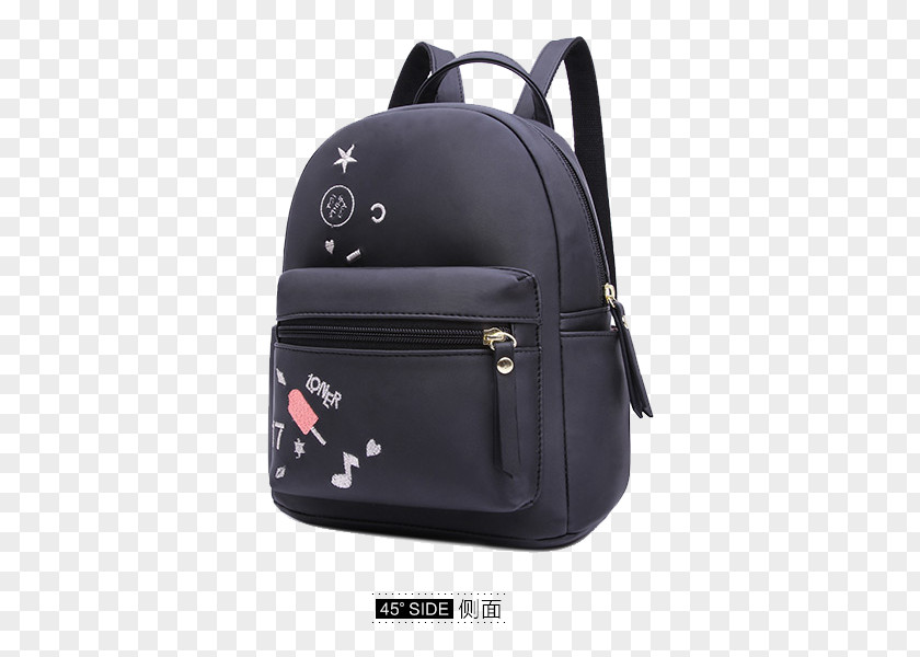 Korean Black Shoulder Bag Cold Pack Side Backpack Handbag PNG